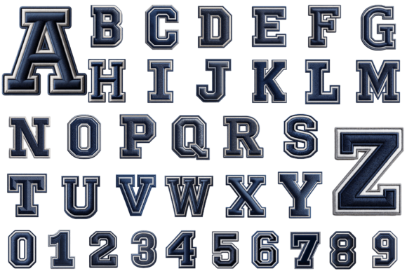 Navy Grey Varsity Embroidery Alphabet Review