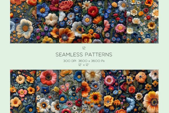 Review: Embroidery Floral Seamless Pattern Set