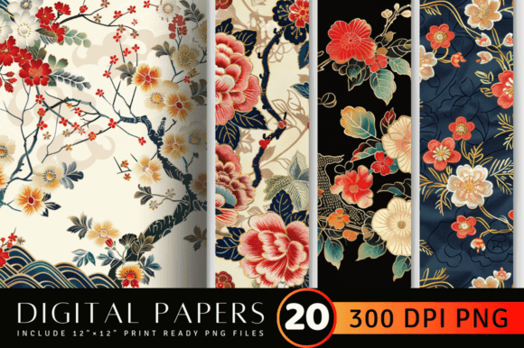 Reviewing Japanese Floral Embroidery Digital Pape